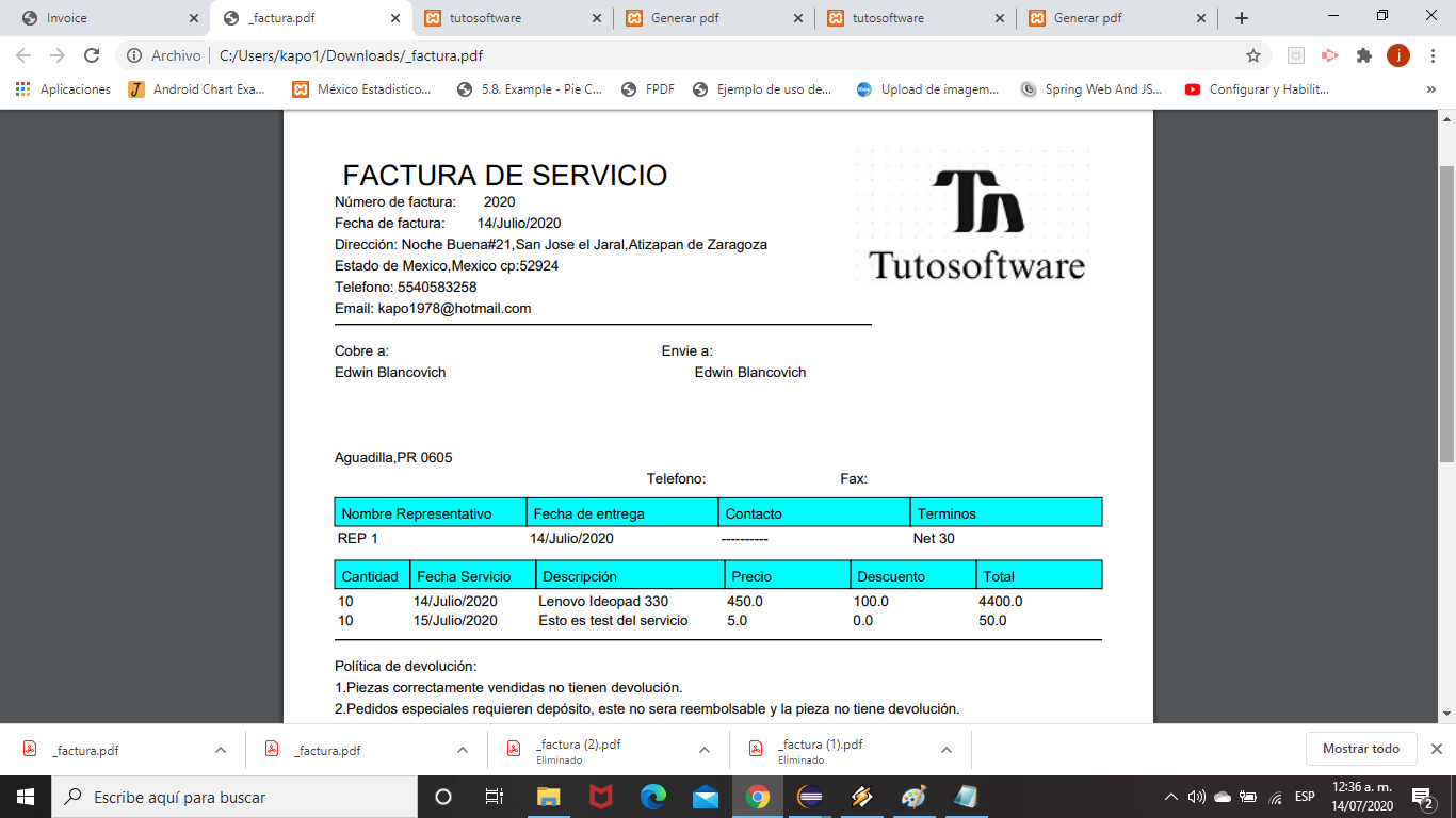 Invoice pdf